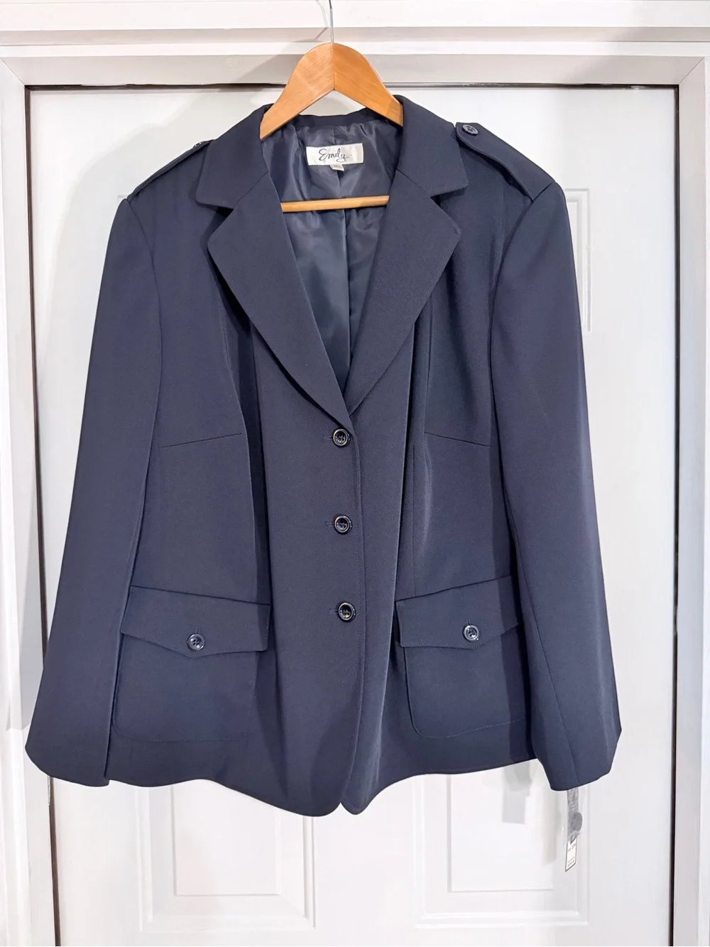 Emily…Navy Military-Detail Single-Breasted Blazer - Picture 2 of 6